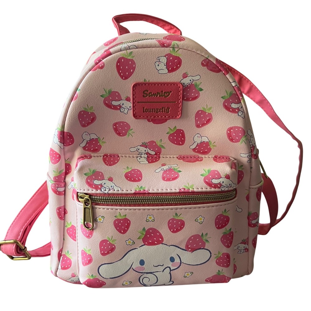 Sanrio Loungefly Cinnamoroll Strawberry Mini Backpack Pink Faux Leather Bag